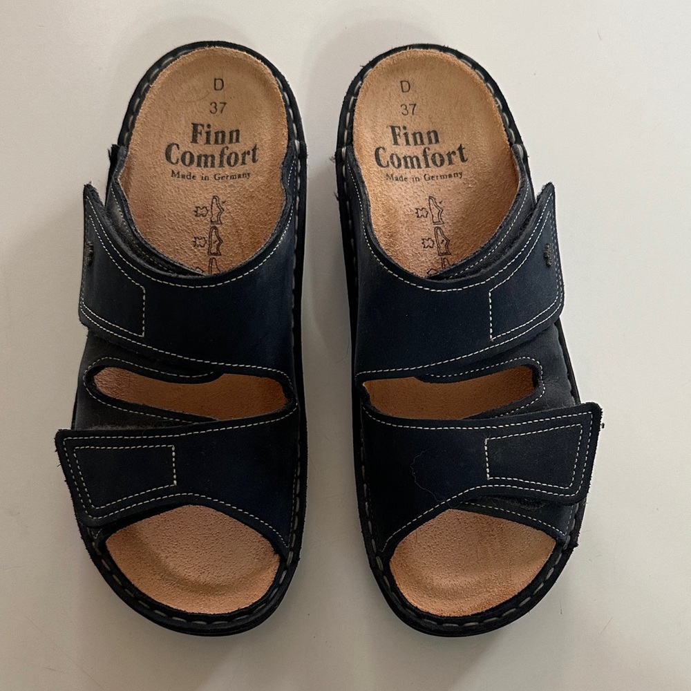 Finn Comfort Riad Blue Leather Sandals